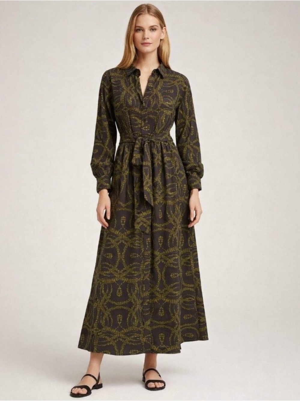 H&M x Richard Allan Midi Dress in Black & Green Size